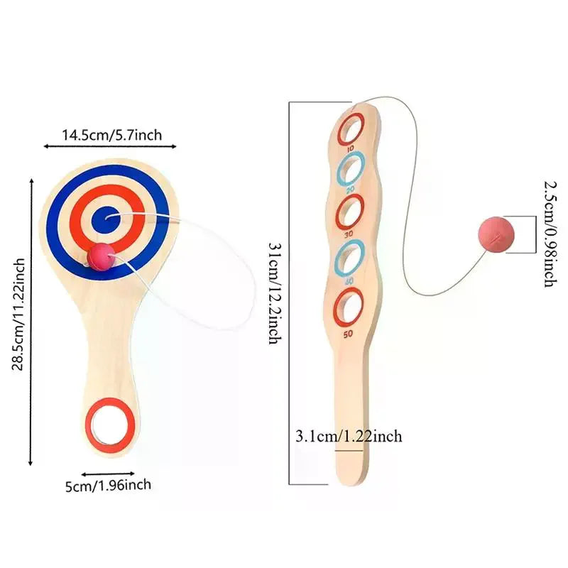 Wooden Paddle Ball String Hand-eye Coordination Elastic Technology Qme