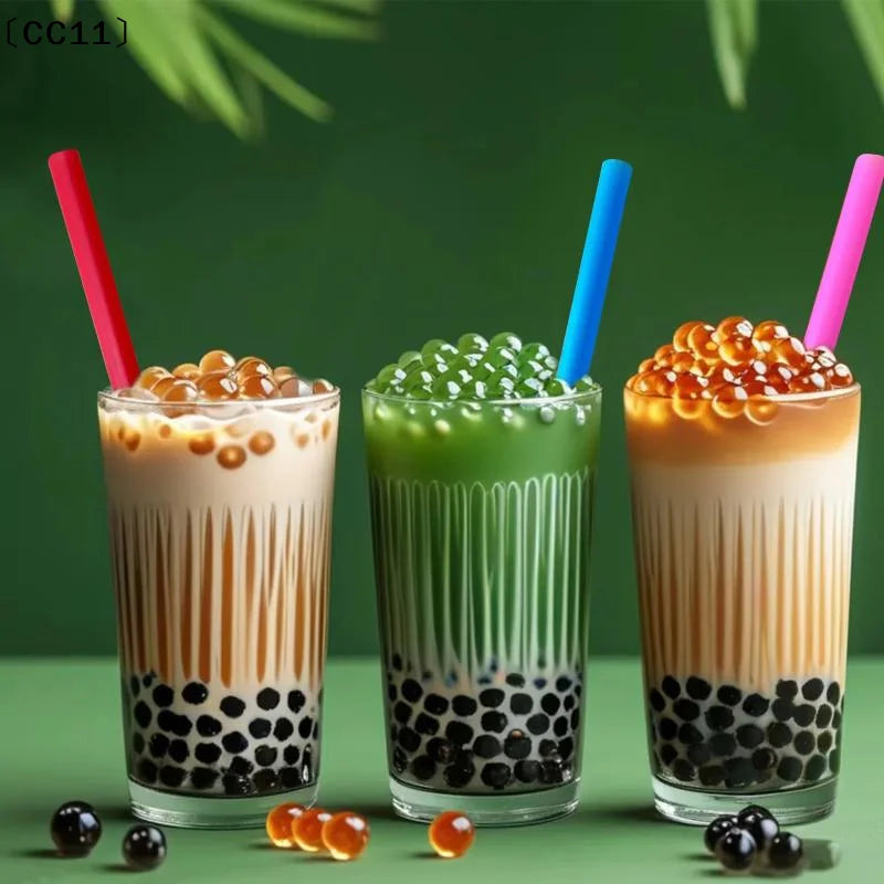 Colorful Reusable PP Wide Straws Milk Tea Shakes Popsicles Food-safe Qme
