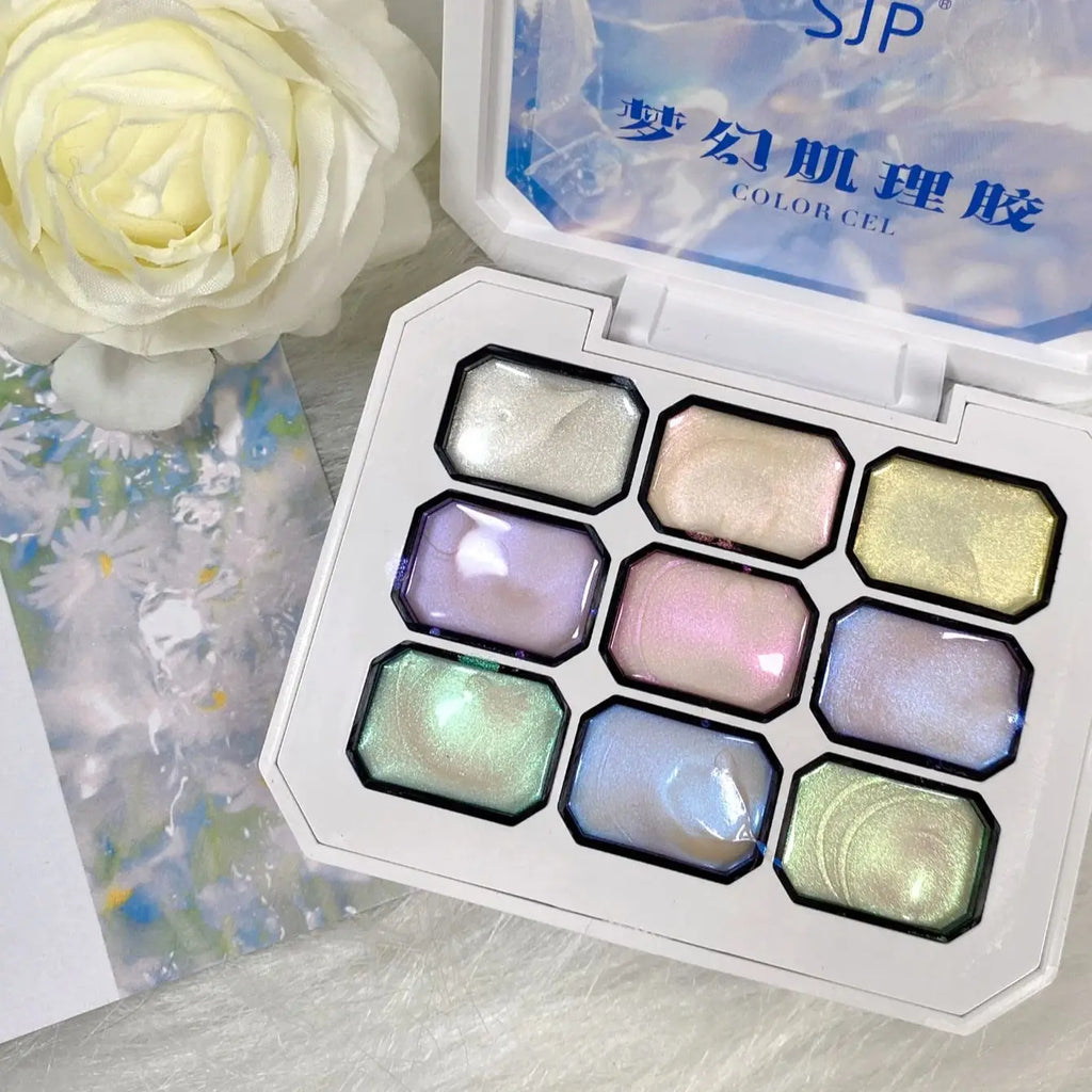 9 Colors Aurora Pearl Effect Solid Adhesive Gel Nail Polish Gradient Qme 1 PCS
