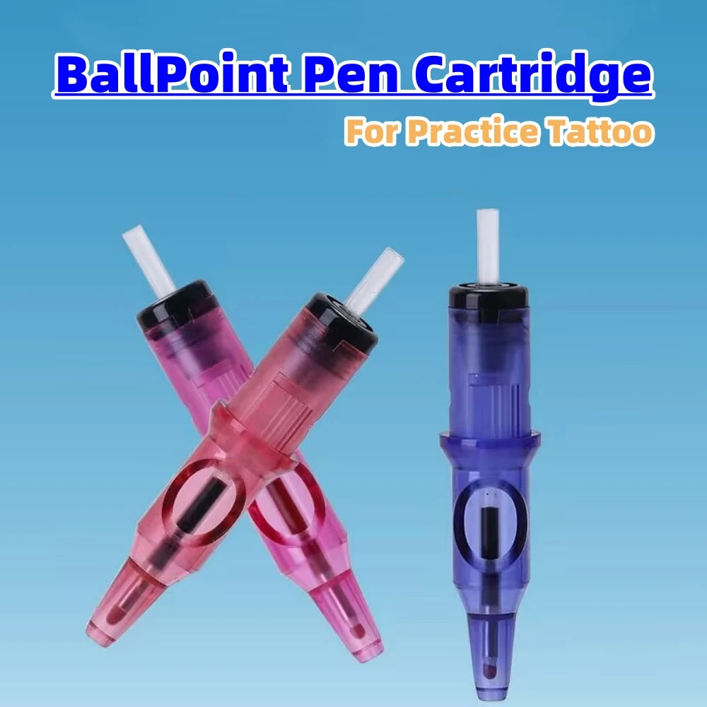 New Ball Point Pen Tattoo Cartridge Needles 5 Colors Practice Needles Drawing For Motor Tattoo Pen Grip Cartridge Supplies Qme