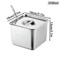 Stainless Steel Tank Box Cover Kitchen Oil Basin Square Barrel Qme 18cm