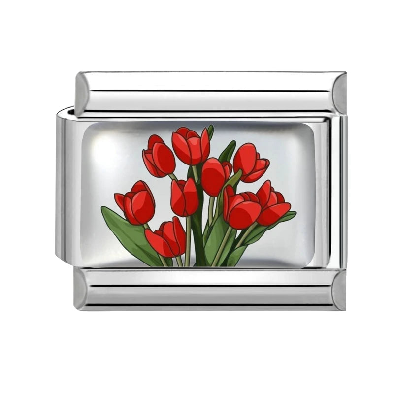 Y2K Red Series Colorful Love Heart Sun Star Italian Charm Link Fit