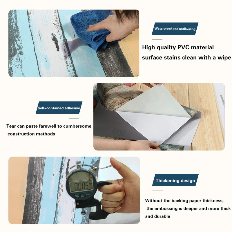 Waterproof Wood Vinyl Wallpaper Self Adhesive Wallpapers Doors Qme