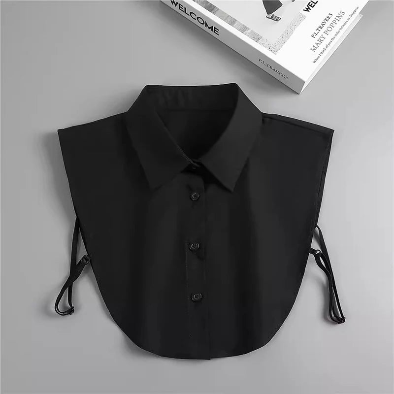 Unisex Fake Collar Half Shirt Business Formal False Comfortable Men Qme Black
