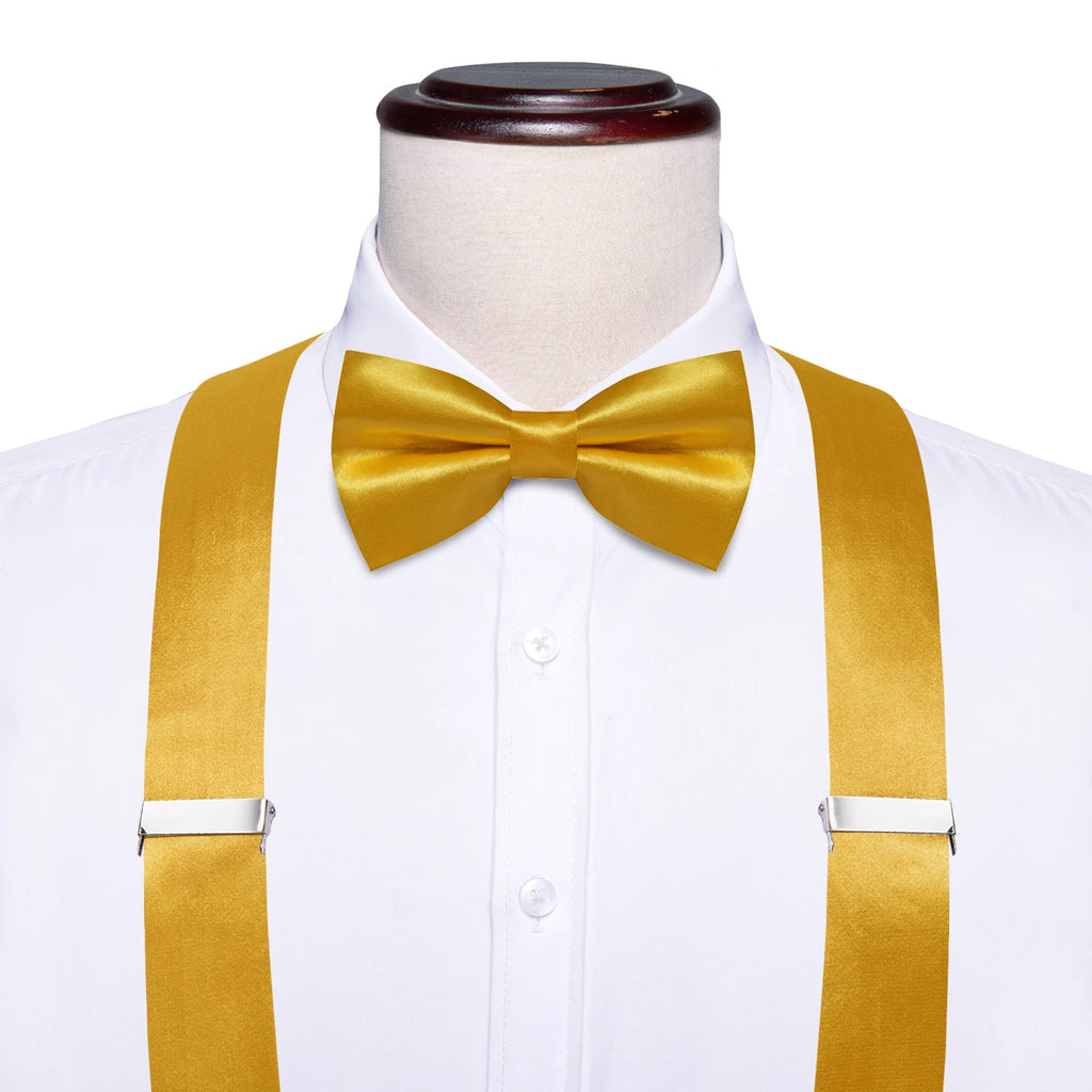Hi-tie Silk Blue Yellow Purple Coral Mens Suspender Braces Bow Tie Qme
