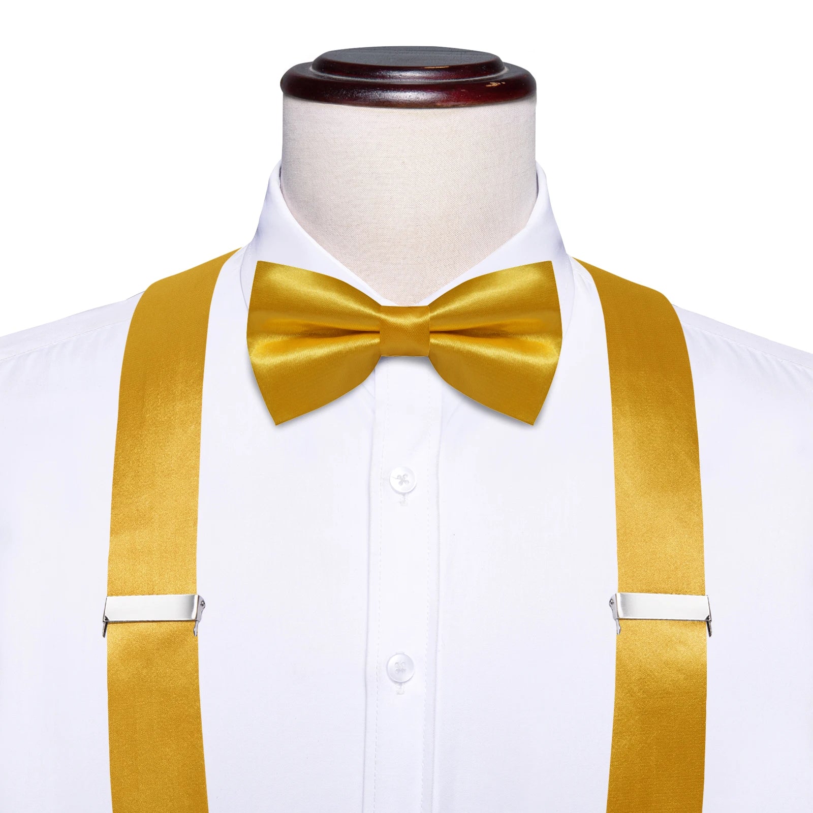 Hi-tie Silk Blue Yellow Purple Coral Mens Suspender Braces Bow Tie Qme