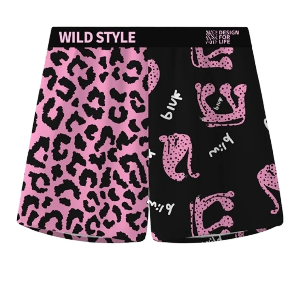Loose Leopard Beach Shorts High Waist Underpants Men's Sleep Bottoms Sweatshorts Pajamas Baggy Bloomers Shorts Pants Qme L Style C