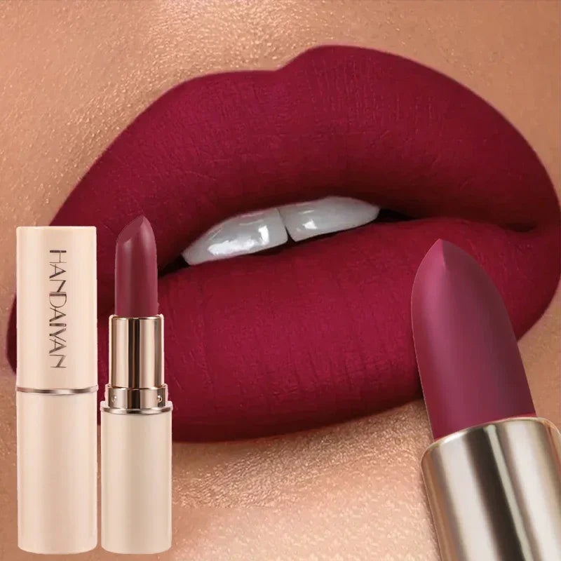 Deep Red Matte Lipstick 8 Colors Waterproof Non-stick Cup Lip Balm Makeup Dark Red Lipsticks Velvet Easy To Color Lips Cosmetics Qme