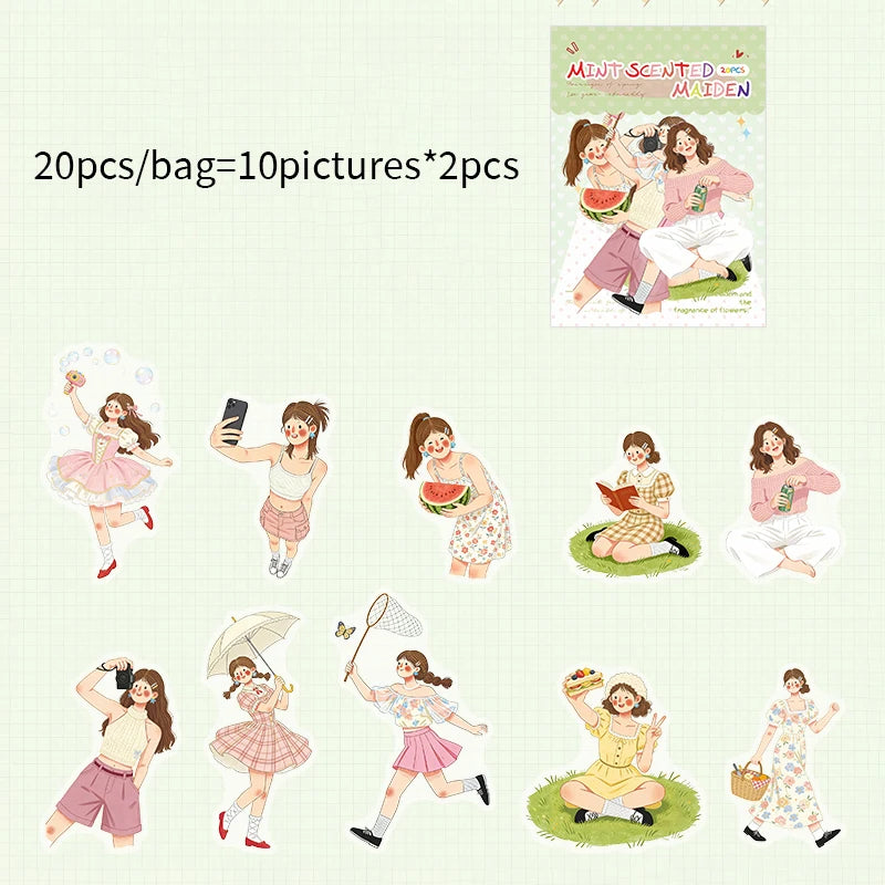 Fresh Summer Girly Sticker Pack, No-cut Decor for Phone Cases, Journals & Water Bottles, Aesthetic Stationery for Students Qme E