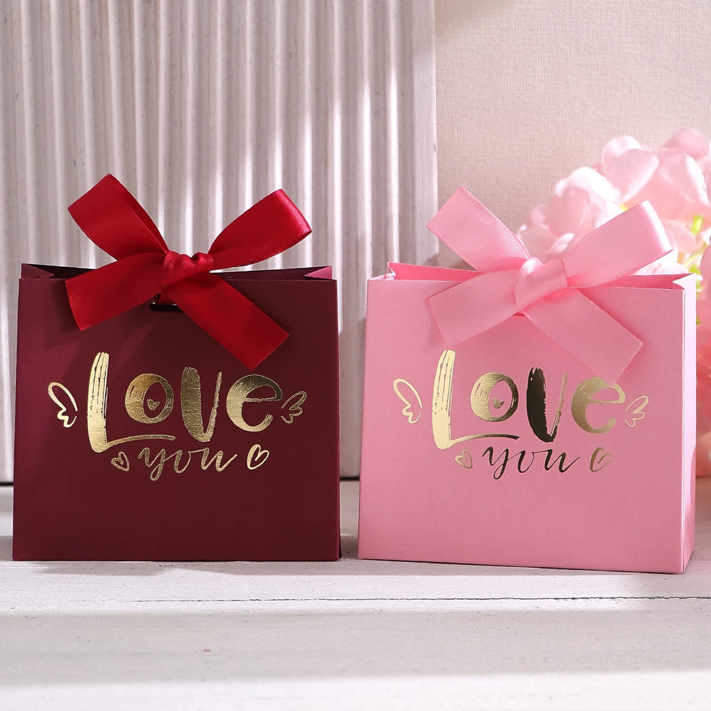 Set of 10 Elegant Mini Gift Boxes - “Love” Design for Candies, Chocolates and Small Gifts - Perfect for Weddings, Bridal Showers Qme