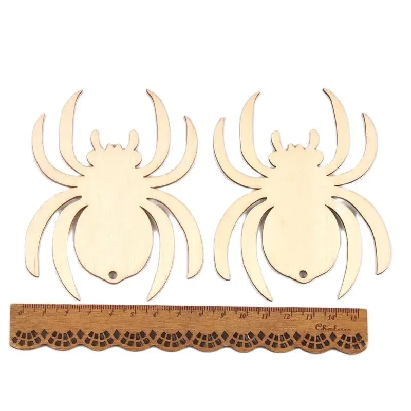 10Pcs 4.5-10cm Unfinished Halloween Decorations Bat/Spider/Ghost Wooden Crafts DIY Blank Hanging Ornaments Home Party Supplies Qme