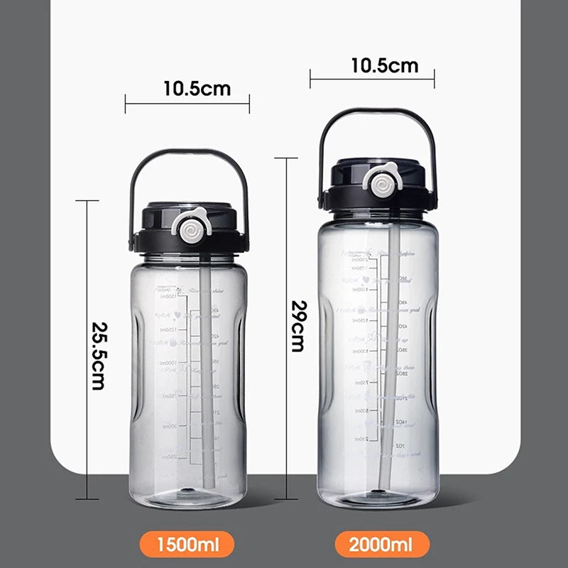 1 5 2Liter Sport Straw Water Bottle Time Scale Plastic Summer Cold Qme