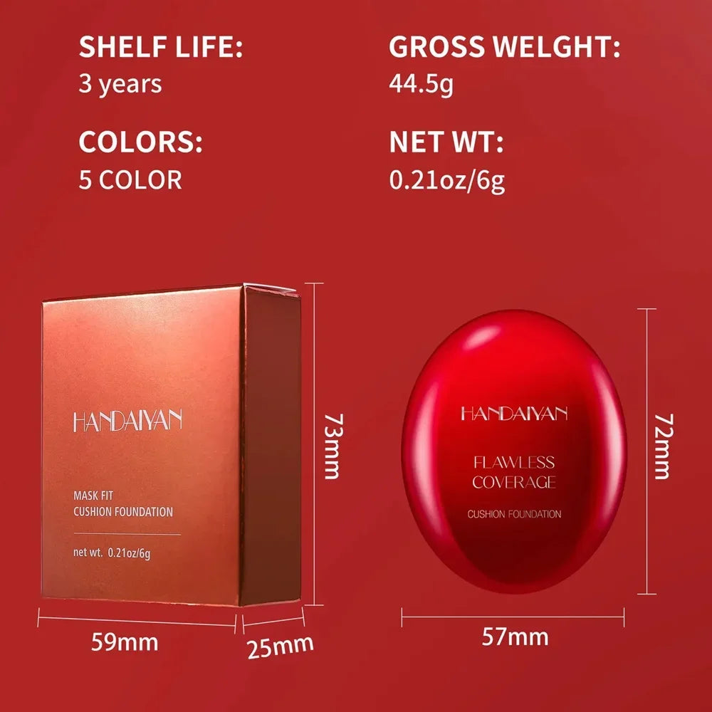  Air Cushion Foundation Light Natural Concealer Red Shell Foundation Natural Brighten Skin Color Long Lasting Makeup Foundation Qme
