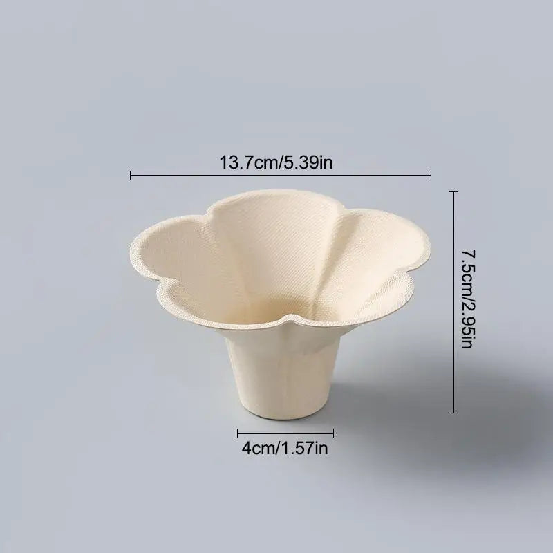 Petal Shaped Disposable Paper Bowl Party Picnic Handheld Lightweight Qme B2