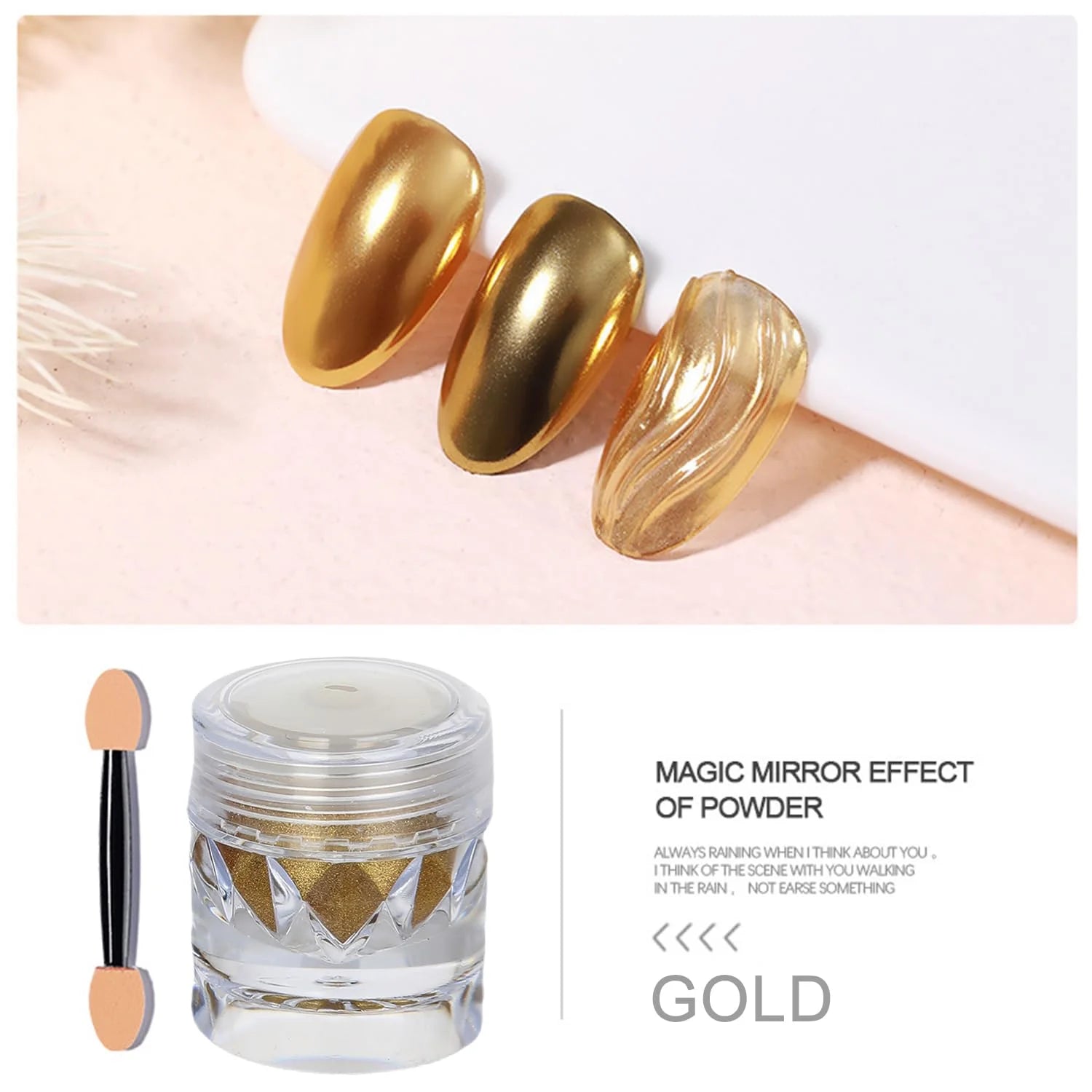 1 Mirror Chrome Nail Powde Gold Silver Coating Pearl Decoration Qme GOLD