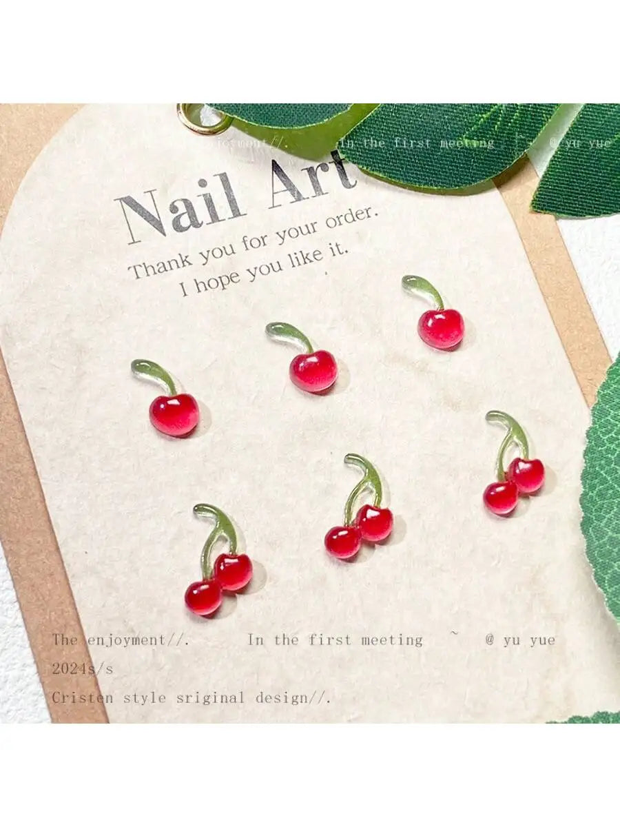 20 40 50 Sweet 3D Mini Cherry Nail Art Accessories DIY Resin Simple Qme