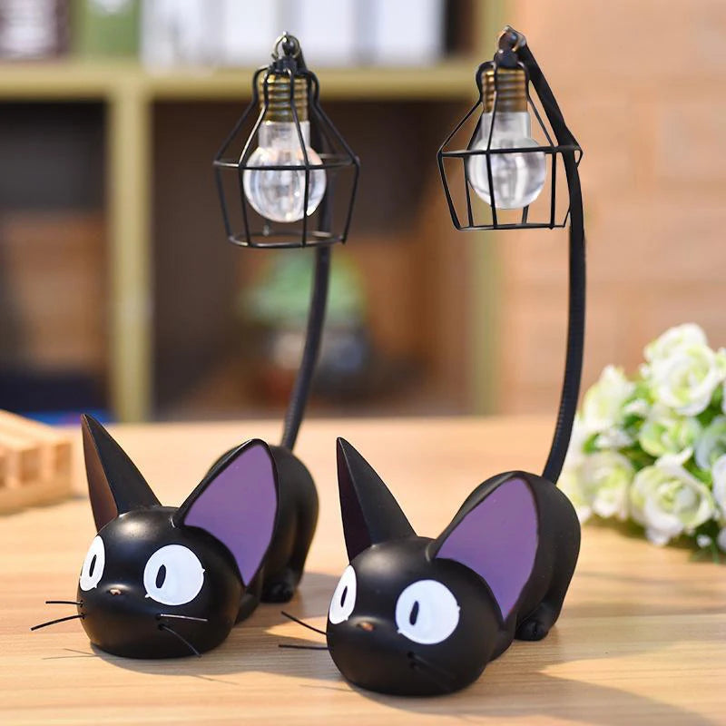 Miniature Cat LED Night Lamp Creative Resin Animal Kitty Table Qme