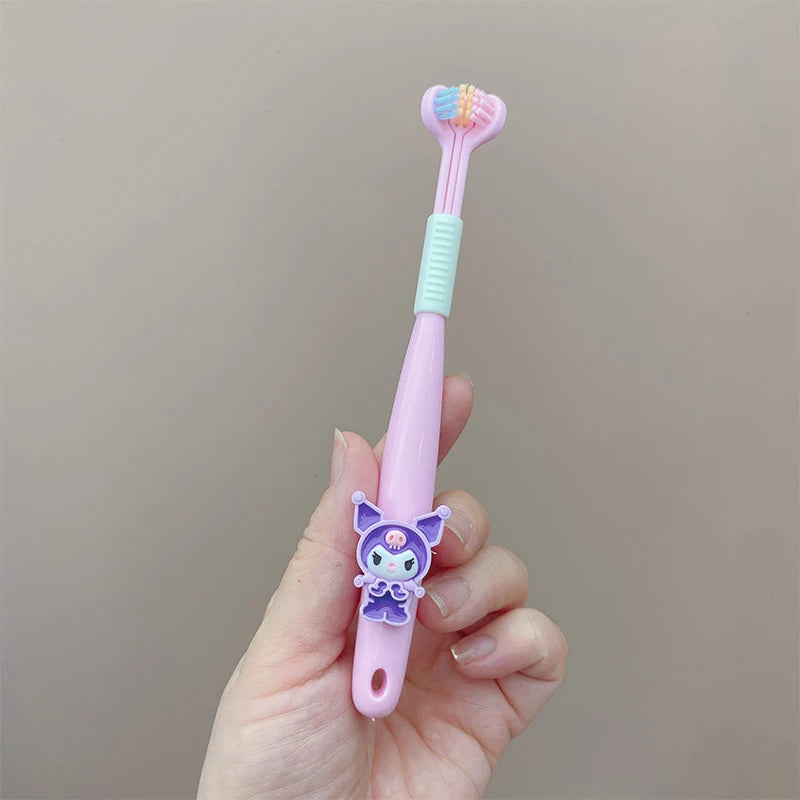 Hello Kitty Kuromi Three-sided Toothbrush Cute Student Soft Bristles Qme