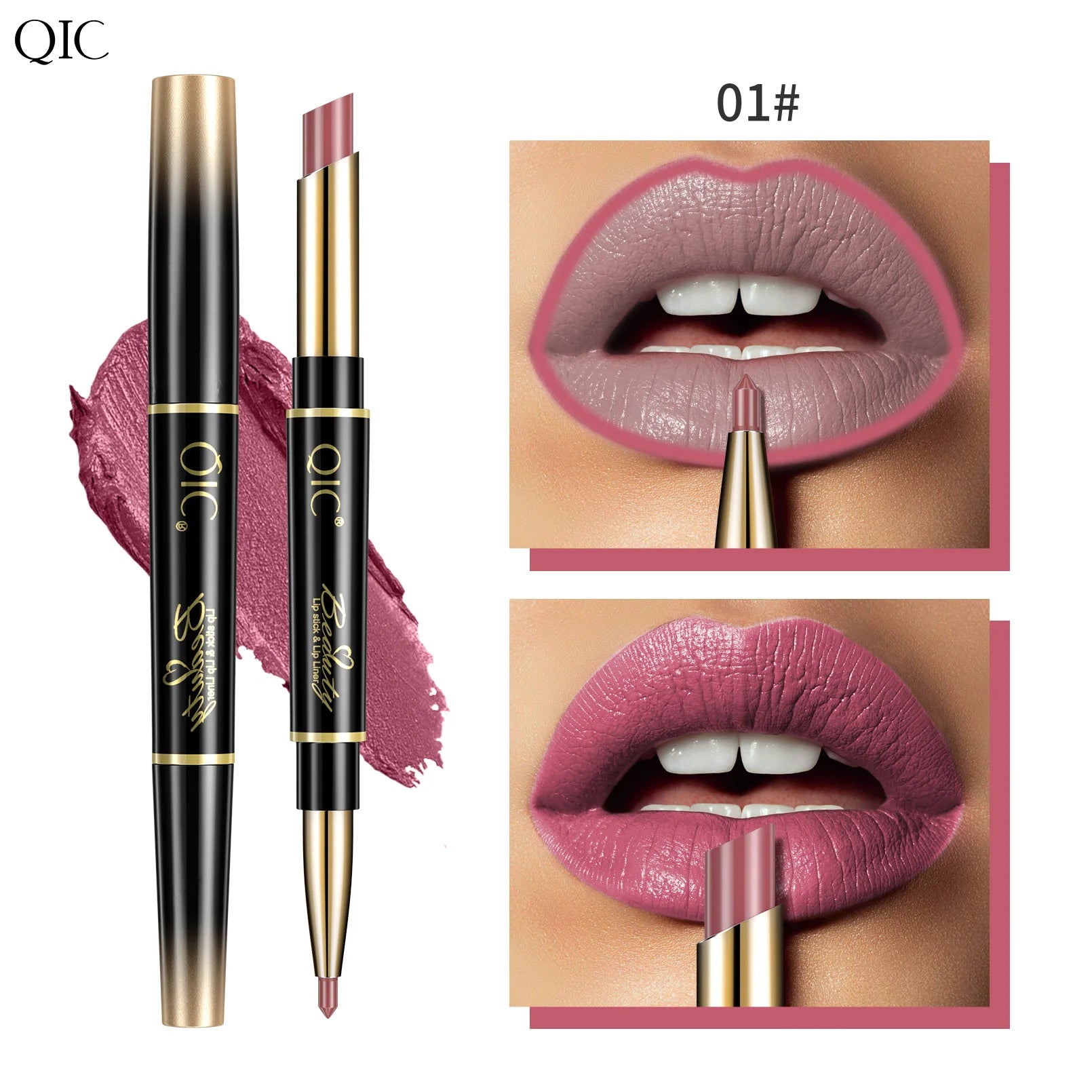 QIC Lipstick Lipliner Pen Matte Velvet Lip Liner Pencil Contour Makeup Sexy Red Lip Stick Long Lasting Cosmetics Qme Q909-1