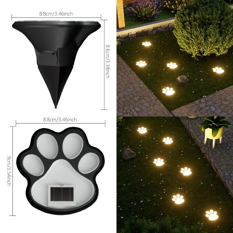 Solar Lawn Light LED Simulation Dog Footprint Floor Plug Outdoor Qme YELLOW