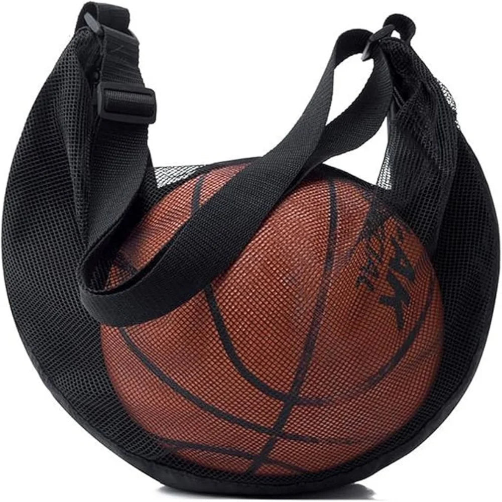 Single Shoulder Crossbody Single Ball Storage Bag Basketball Soccer Volleyball Anti-Tear Training and Fitness Mesh Zipper Bag Qme