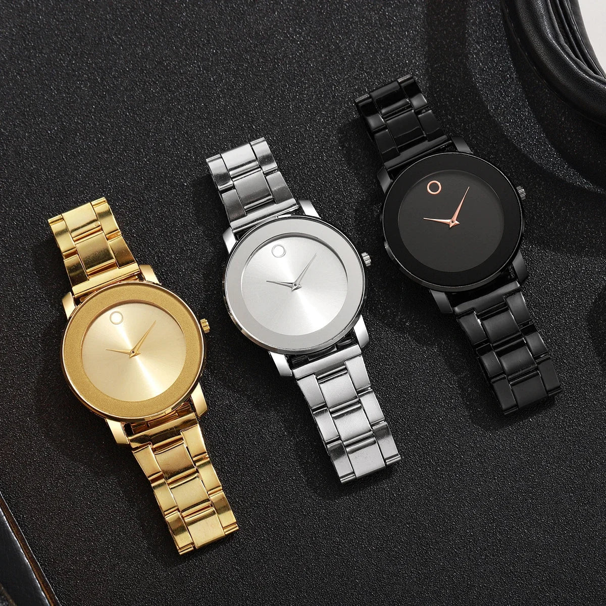 3 pçs moda masculina relógios de negócios conjunto simples dial relógio de quartzo para relógio masculino reloj hombre Qme