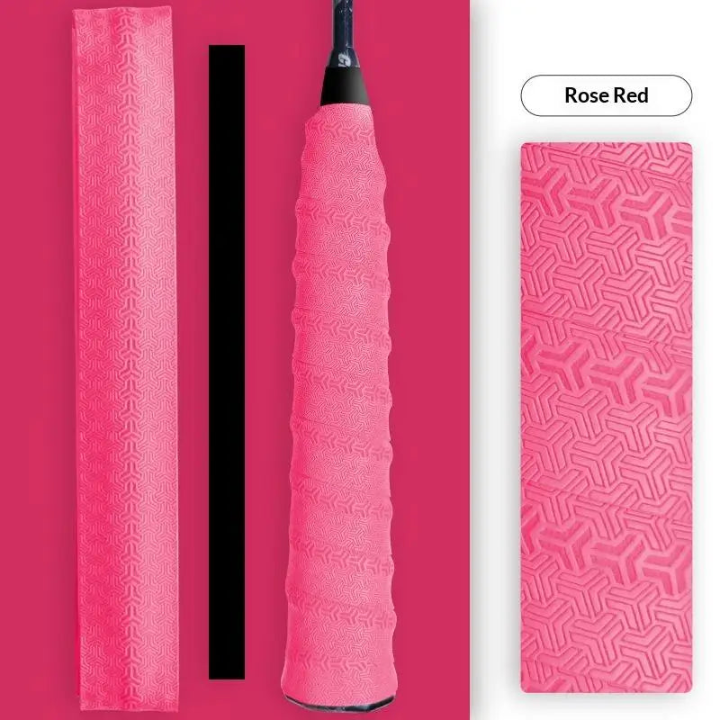 Badminton Hand Rubber Anti-slip Racket Grip Sport Overgrip Tape Qme Rose red