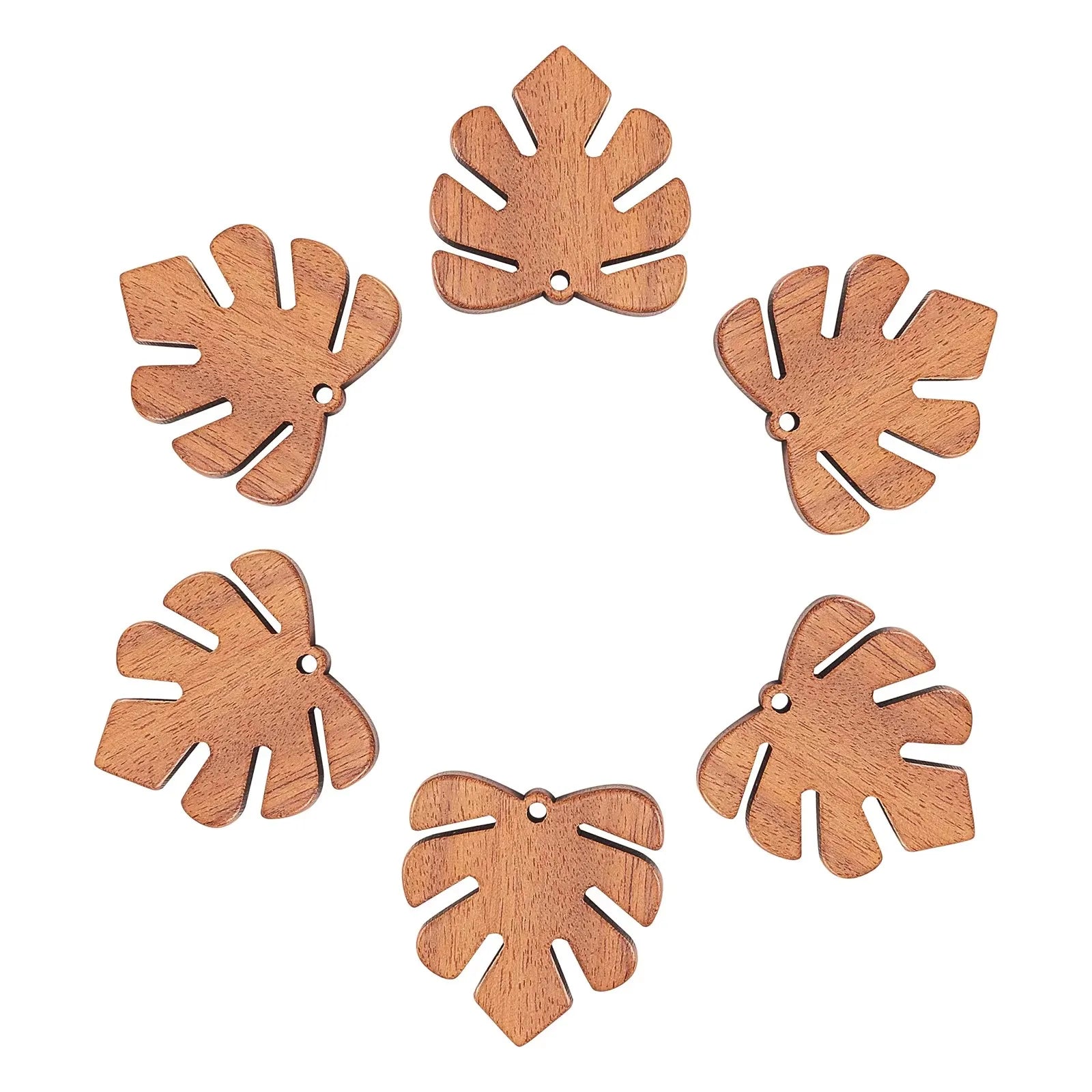 20Pcs Vintage Natural Wood Charms Flat Round Teardrop Saddle Brown Wooden Pendants Bulk for Women Jewelry Earrings Making Qme 7.4x7.2x1.7cm 2