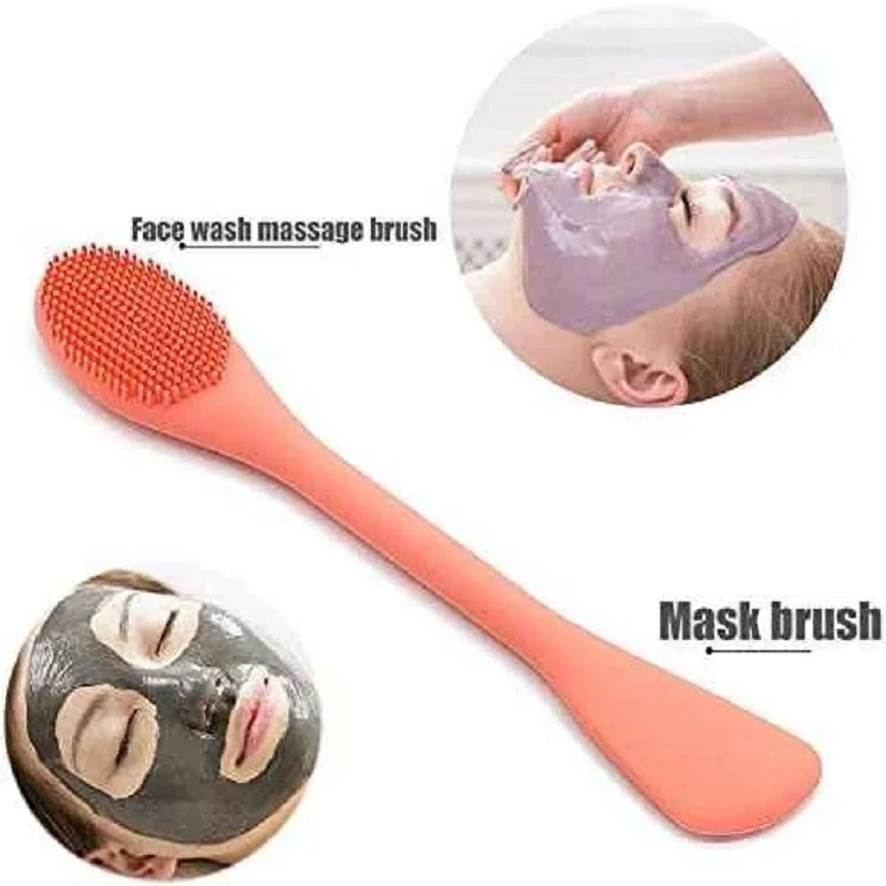 1PC Double Headed Silicone Face Cleansing Scrubber Brush Facial Mask Brushes Applicator for Women Face Makeup Brush Skin Care Qme