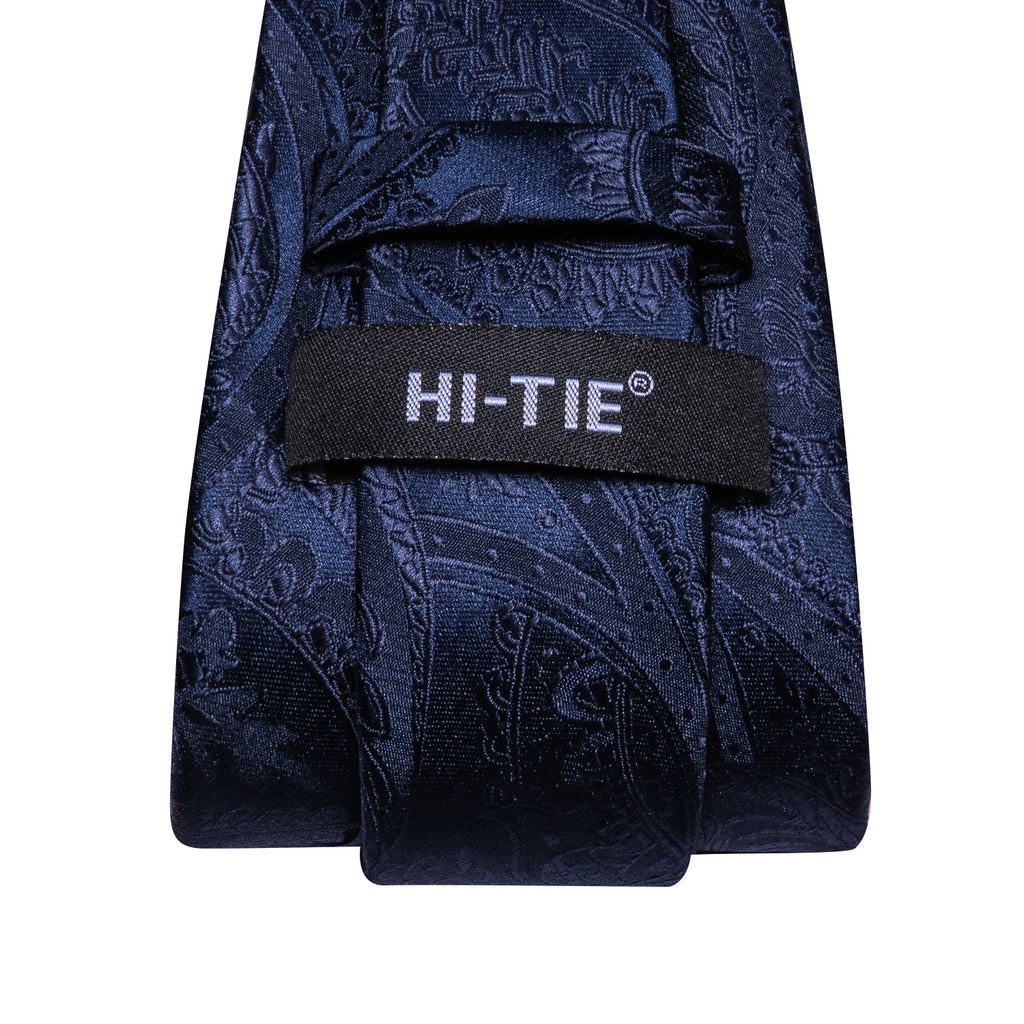 Hi-tie Paisley Blue Textured Printed Men's Ties Elegant Fashion Tie Qme