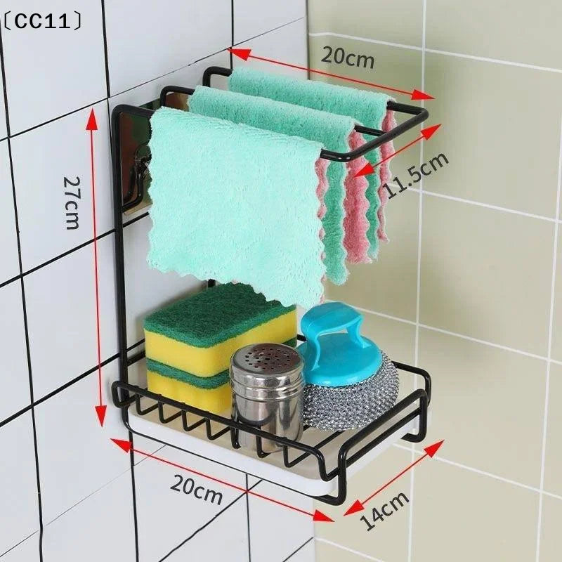 Kitchen Rag Rack Stainless Steel Drain Storage Organizer Wall Mounted Qme