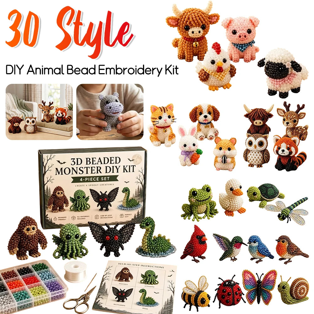 Cute Farm Animal Bead Craft Kit Diy 3d Beaded Ornament Set Perfect For Home Decor Keychains & Gift Giving Easy Craft Qme