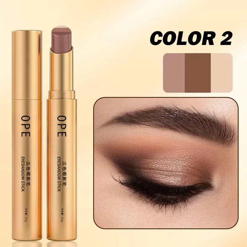 Shiny Three Eye Shadow Stick Waterproof Smooth Natural Makeup Qme E3-01-02