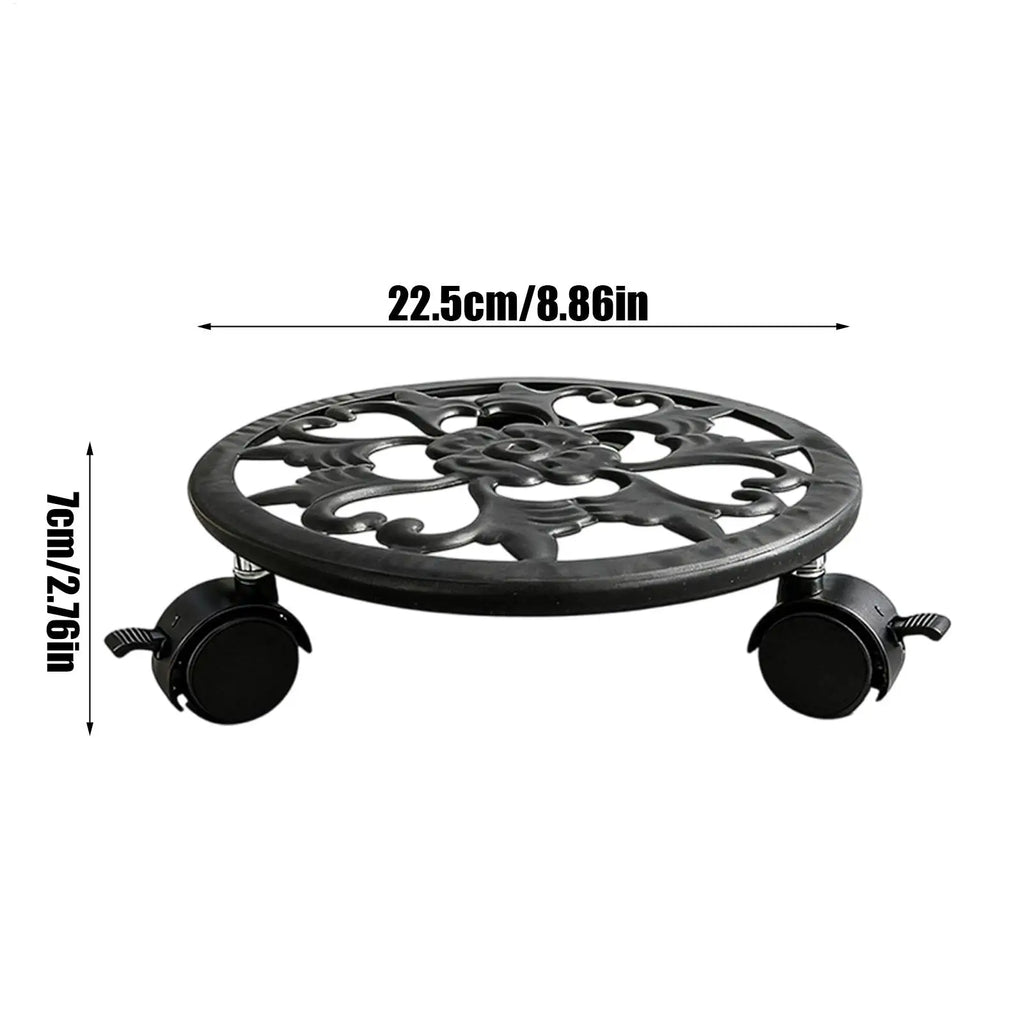Plant Rollers with Wheels Heavy Duty Metal Planter Tray Plant Roller for Indoor Outdoor Patio Garden Balcony Moving Display Qme