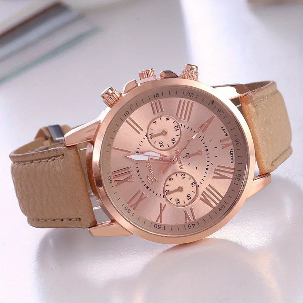 Classic Color Disc Belt Wrist Watch Dopamine Color Multicolor Available Geneva Couple Quartz Watch Qme khaki