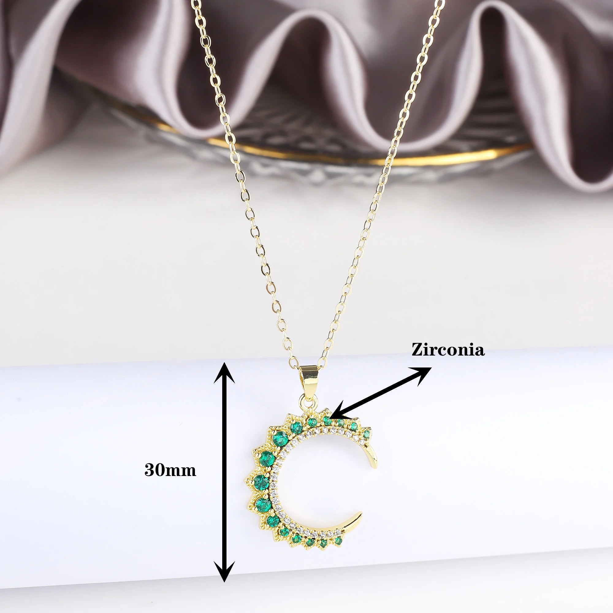 Creative Bling Cubic Zirconia C Shape Adjustable Pendant Necklace Fine Wedding New Year Jewelry Accessories Gift Wholesale Qme