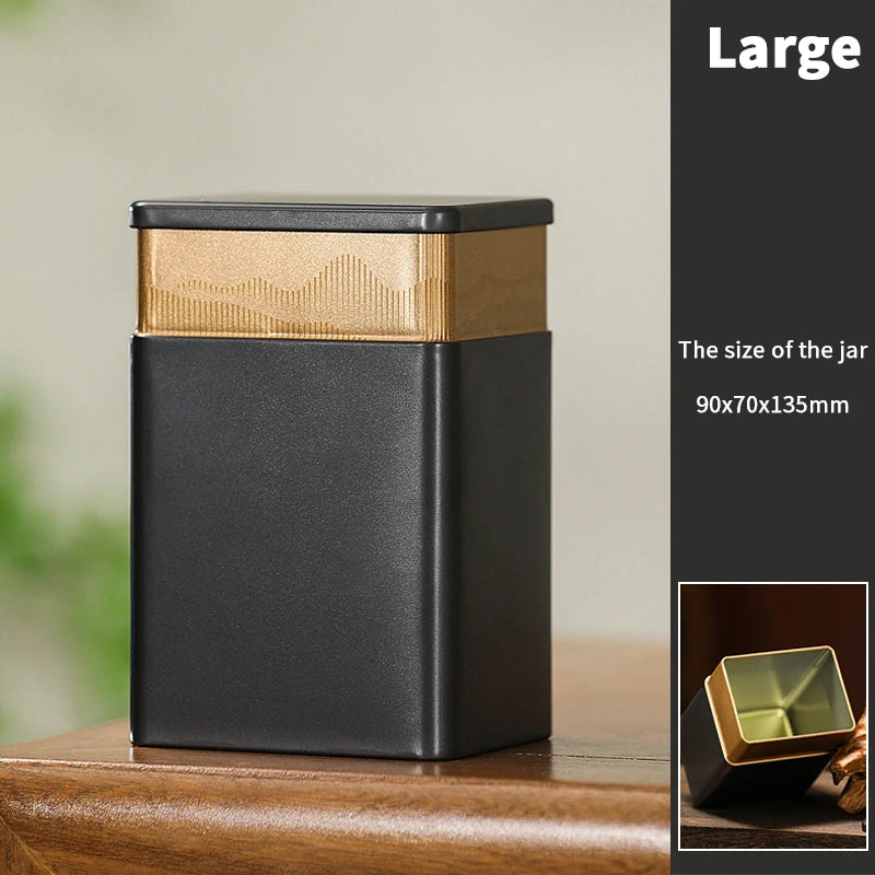 Mini Empty Tea Tin Can Household Green Black Tea Sealed Jar Portable Home Small Tea Packaging Box Tinplate Storage Cans Qme Large Black