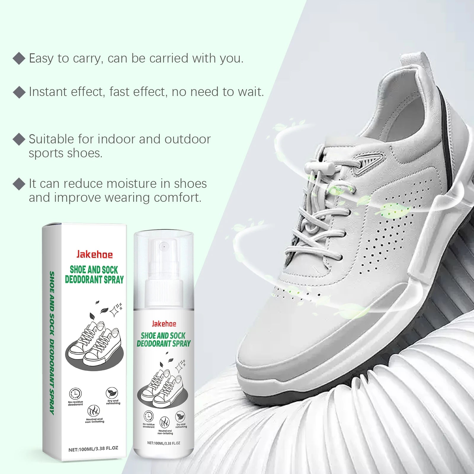 Shoes Deodorizing Spray Quickly Eliminate Odor Long Lasting Fragrance Refreshing Effective Antibacterial Shoe and Sock Deodorant Qme