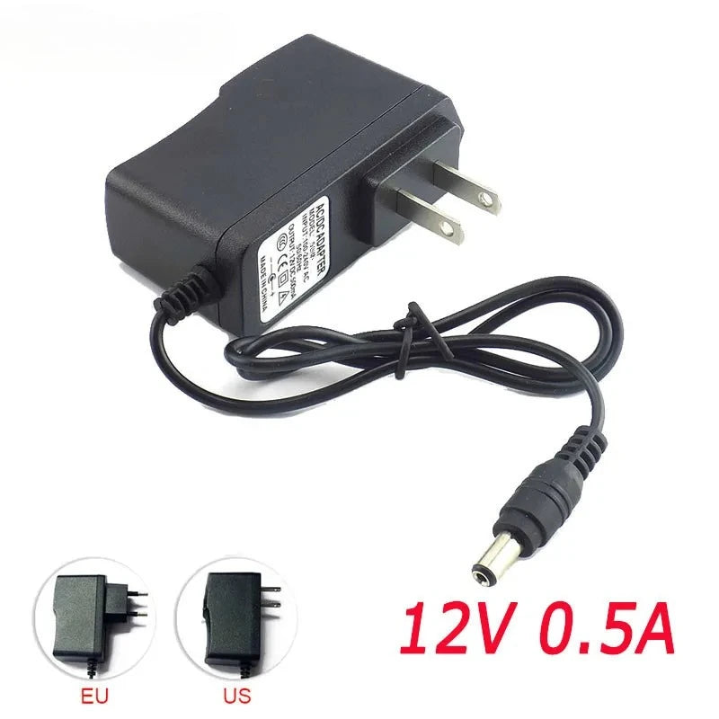 3pcs 500mA Power Converter supply Adapter AC to DC 12V 0.5A Power Supply US Plug Switch 5.5mm x 2.1mm For Strip Light 100-240V Qme