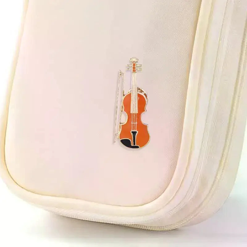 1Pcs Symphony Orchestra Badge Funny Musical Instruments Enamel Brooches Trumpet Clarinet Saxophone Violin Shaped Golden Pins Qme