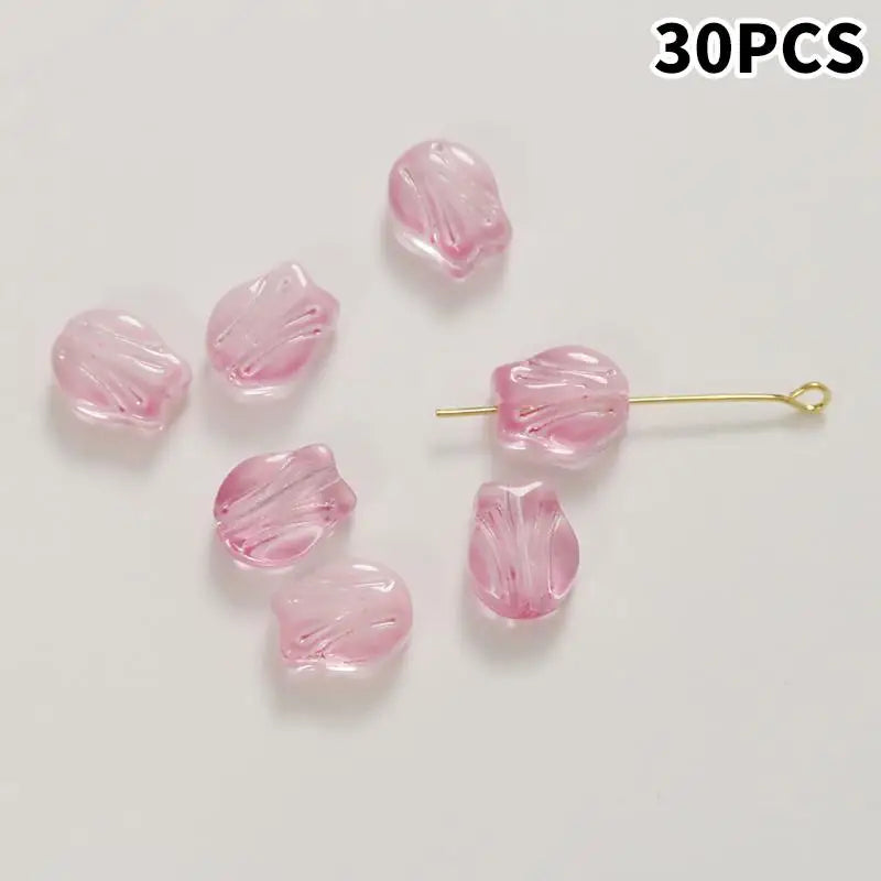 DIY Lampwork Beads 30Pcs Multicolor Glass Flower Beads for Jewelry Making Handmade Accessories Supplies Qme A17