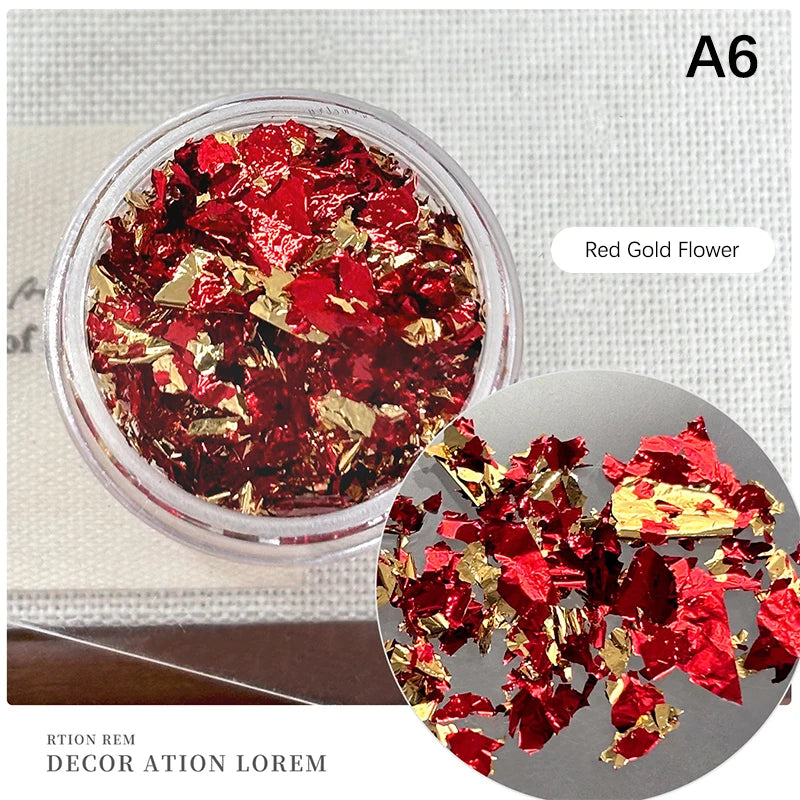 1Box Gold Foil Fragment Nail Glitter DIY Nails Sticker Art Qme A6