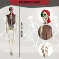 Halloween Skeleton Pirate Props Movable Joints Spooky Decor Garden Qme as shown China Mainland