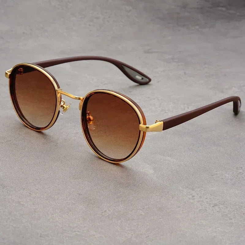 Men's Retro Round Driving Polarized Finished Myopia Lenses Titanium Sunglasses High Quality UV Protection Glasses Qme