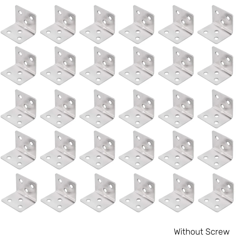 100-10PCS Stainless Steel L-shaped Bracket Furniture Layer Board 90° Fixed Right Angle Bracket Trapezoidal Layer Board Connector Qme 30pcs