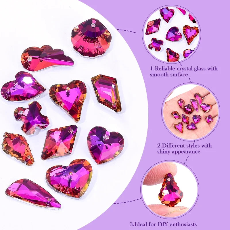 Crystal Multi -shape Pendants Single Hole Charms Glass Beads for DIY Jewelry Making Necklace Earrings Jewelry Craft Production Qme