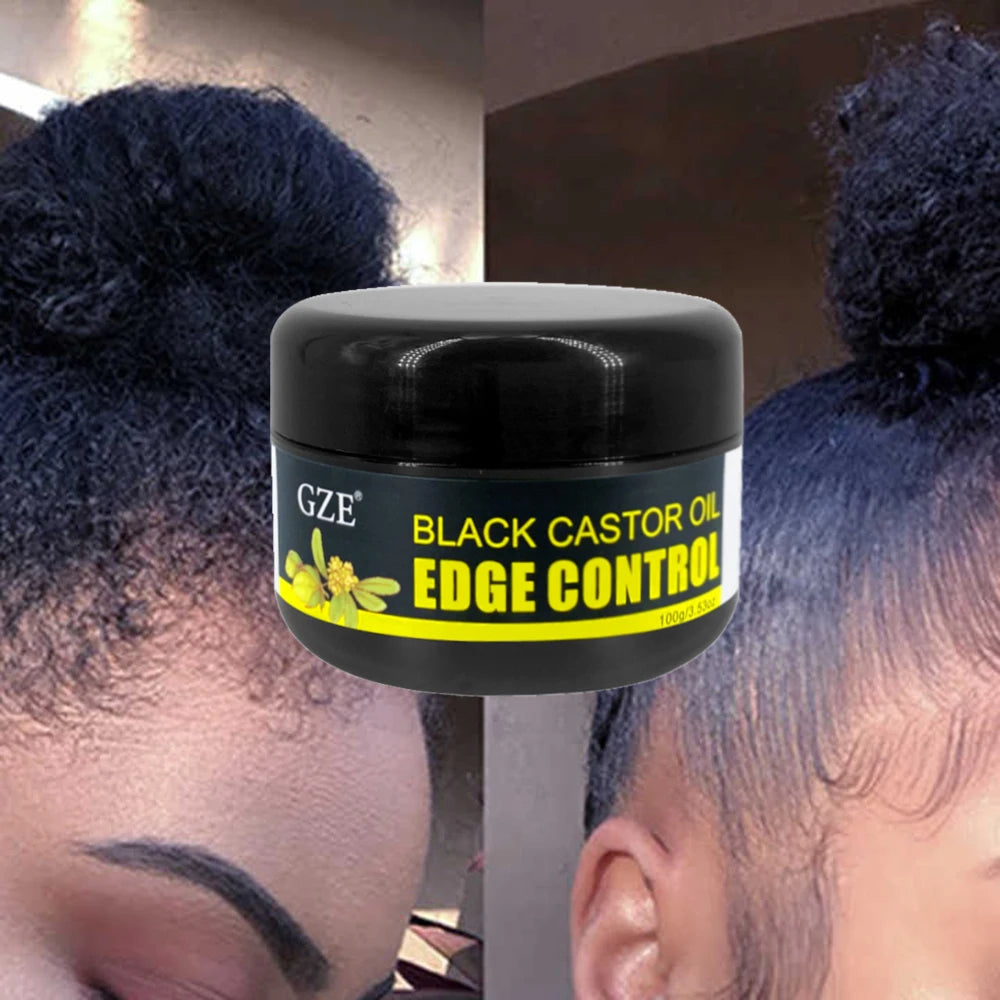 GZE African Black Castor Extra Hold Braid,Contains Black Castor Oil & Coconut Oil Edge Control, Hair Wax Gel for Women Qme