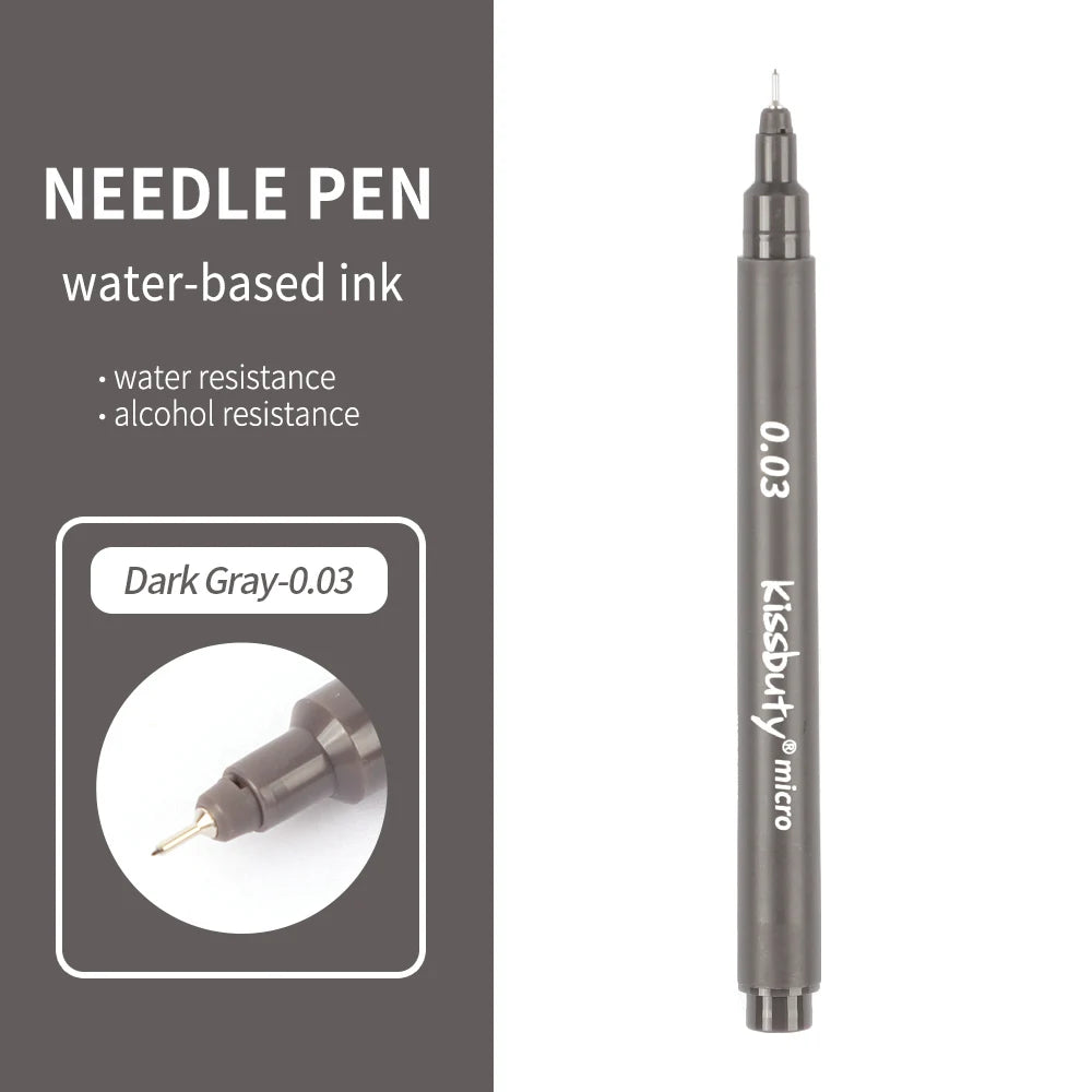 Micro-Pen Fineliner Pens,Color Pigment Liner Multiliner Archival Ink Micro Fine Point Pens for Sketching, Drawing, Journaling Qme 0.03-Dark gray