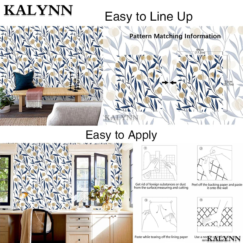 Floral Peel Stick Wallpaper Boho Bathroom White Navy Tan Wall Paper Qme