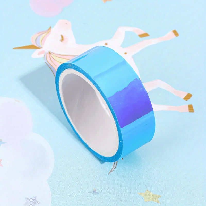 1pc / 196.85 inches laser reflective tape, decorative tape, girl album stationery tape, stationery stickers, photo diary, Qme Blue